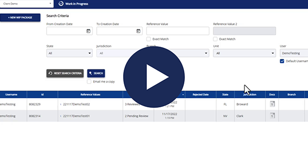 ePN platform showing work in progress screen; play button indicates video link.