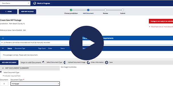 ePN platform showing creating a package screen; play button indicates video link.